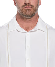 Big and Tall Pick Stitch Panel Short Sleeve Button-Down Shirt (Bright White) 
