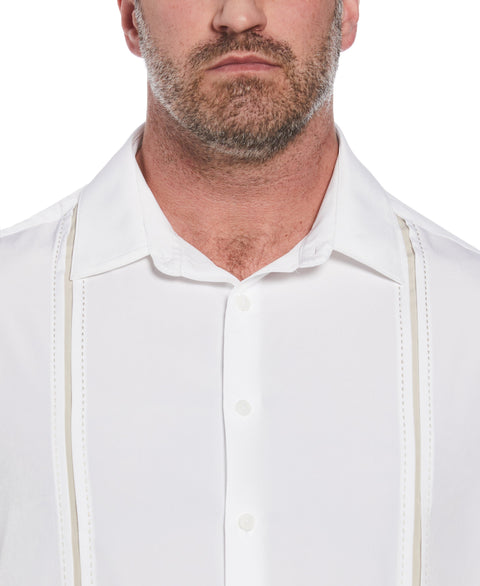 Big and Tall Pick Stitch Panel Short Sleeve Button-Down Shirt (Bright White) 