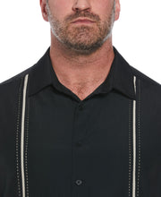 Big and Tall Pick Stitch Panel Short Sleeve Button-Down Shirt (Jet Black) 