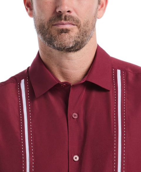 Big & Tall Insert Panel Pickstitch Shirt (Cordovan) 