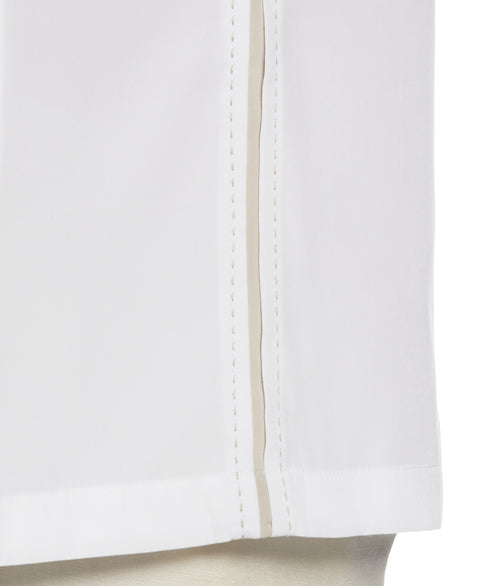 Big and Tall Pick Stitch Panel Short Sleeve Button-Down Shirt (Bright White) 