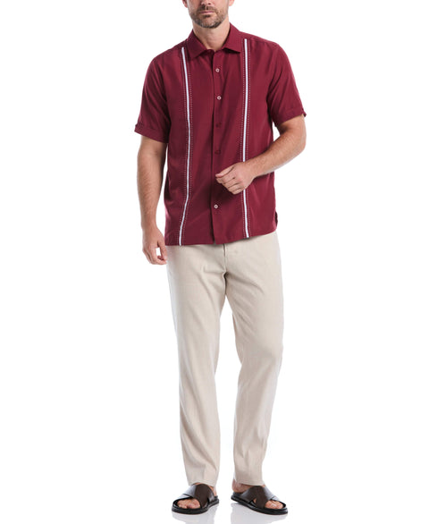 Big & Tall Insert Panel Pickstitch Shirt (Cordovan) 