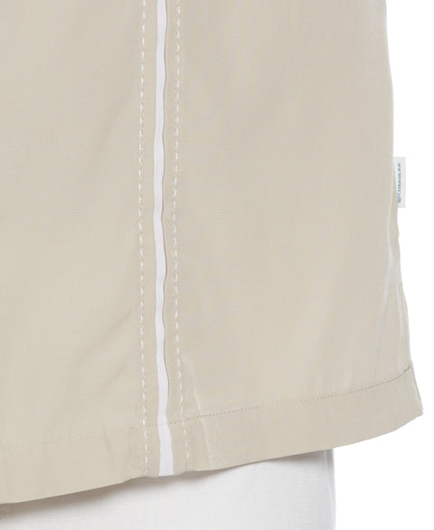Big and Tall Pick Stitch Panel Short Sleeve Button-Down Shirt (Silver Lining) 