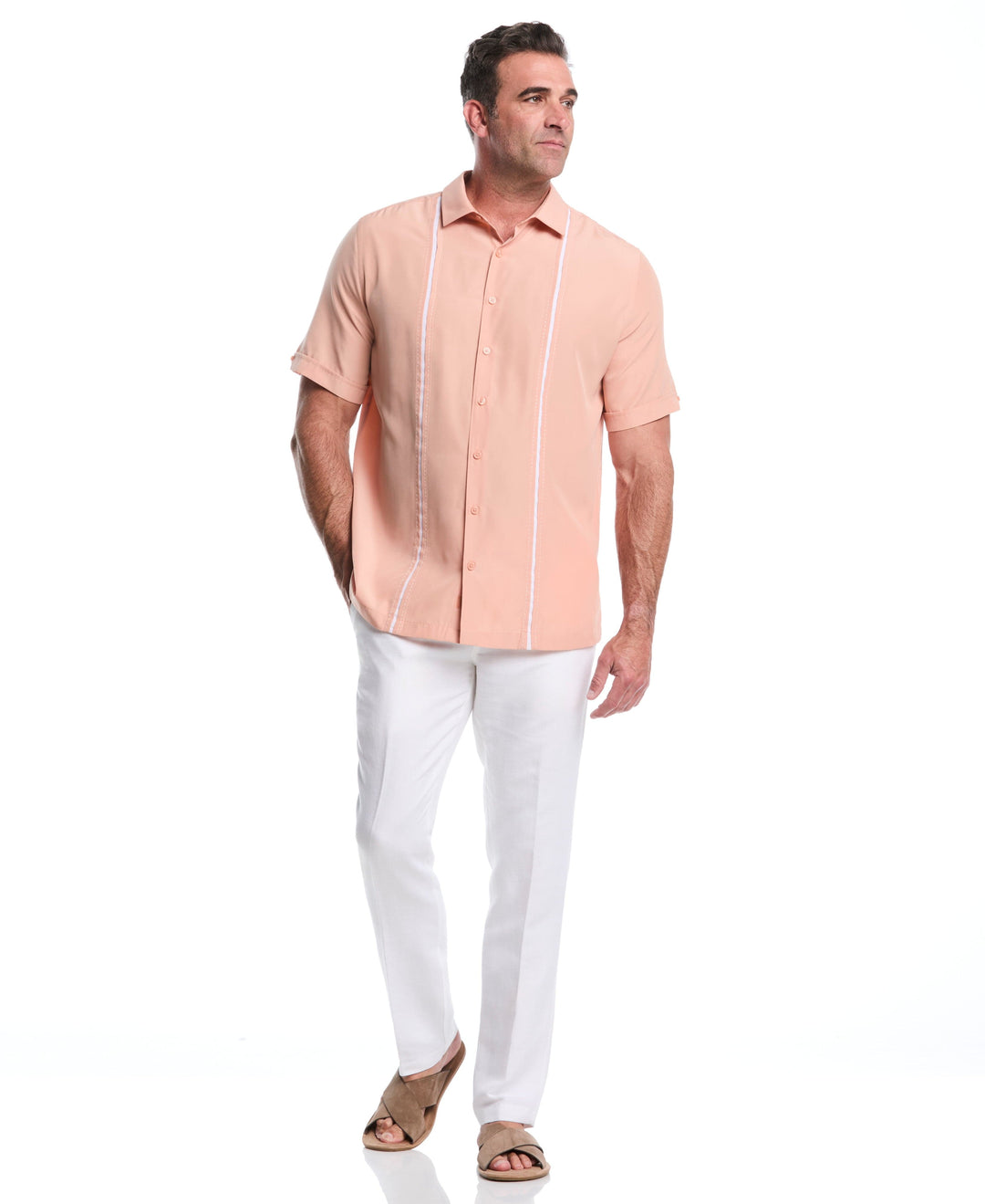 Big & Tall Insert Panel Pickstitch Shirt (Dusty Coral) 