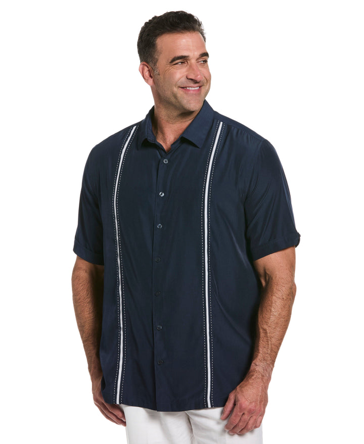 Big & Tall Insert Panel Pickstitch Shirt (Dress Blues) 