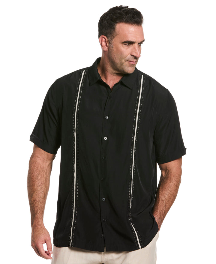 Big & Tall Insert Panel Pickstitch Shirt (Jet Black) 