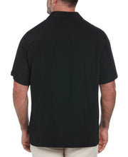 Big and Tall Pick Stitch Panel Short Sleeve Button-Down Shirt (Jet Black) 