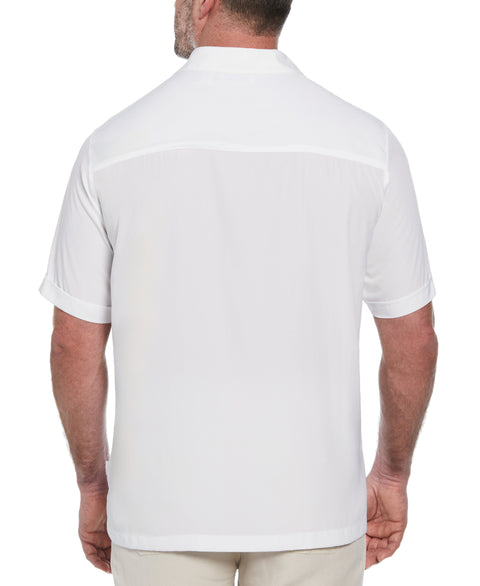Big and Tall Pick Stitch Panel Short Sleeve Button-Down Shirt (Bright White) 