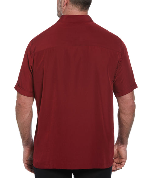 Big and Tall Pick Stitch Panel Short Sleeve Button-Down Shirt (Biking Red) 