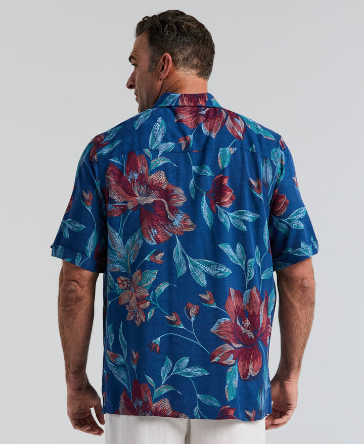 POINTILISM FLORAL PRINT (Navy Peony) 