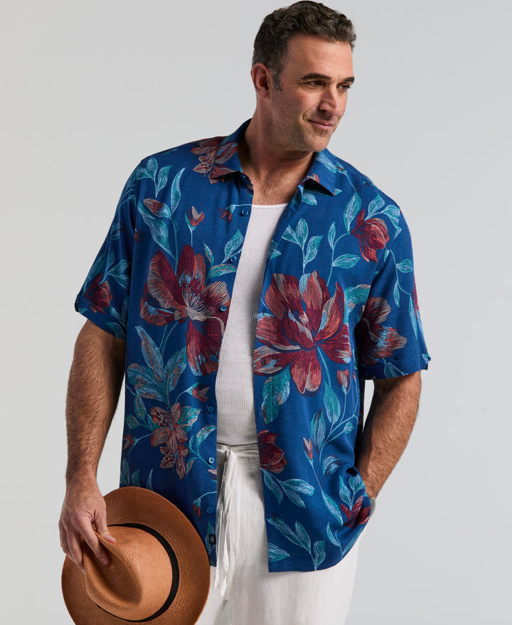POINTILISM FLORAL PRINT (Navy Peony) 