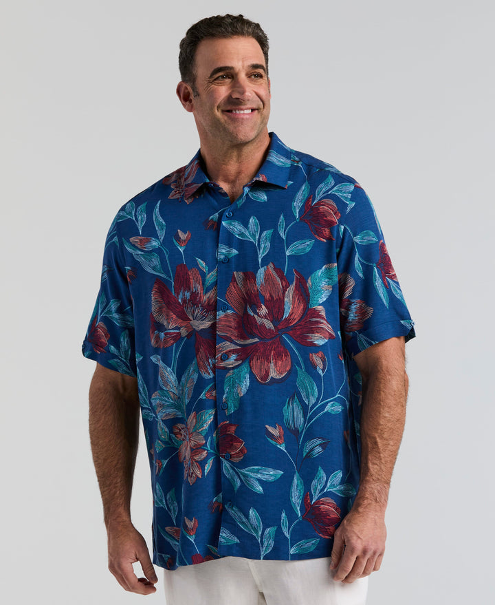 POINTILISM FLORAL PRINT (Navy Peony) 