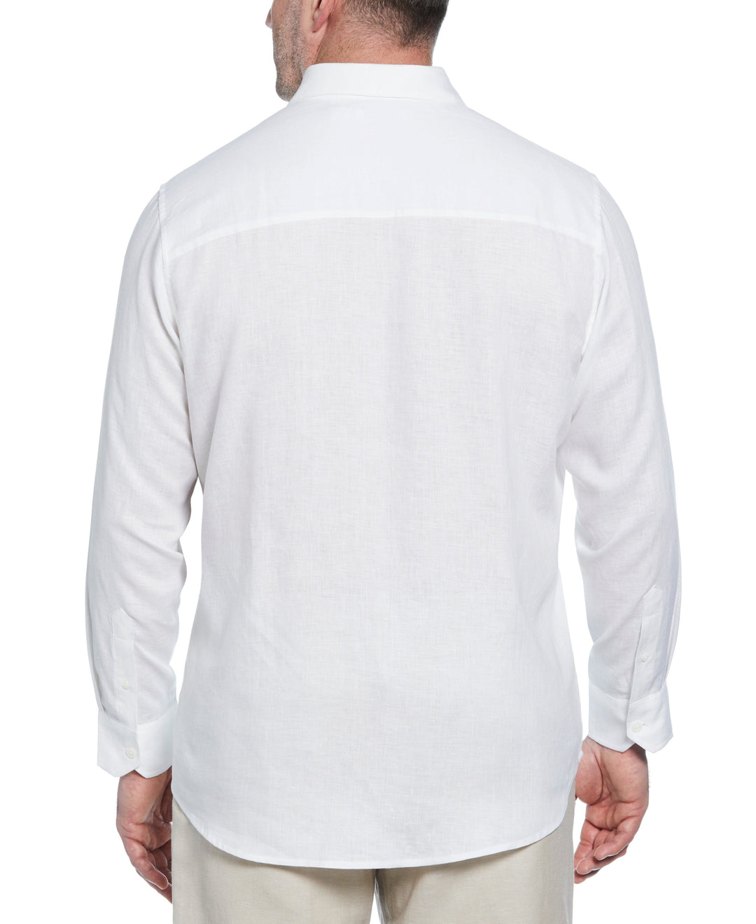 Big & Tall Solid Linen Sport Shirt (Bright White) 