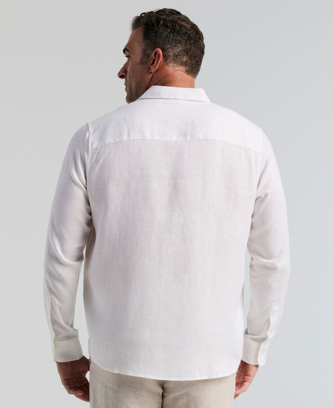 Big & Tall Solid Linen Sport Shirt (Bright White) 