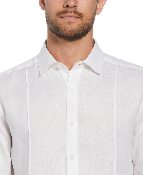 Big & Tall 100% Linen Tuck Shirt (Bright White) 