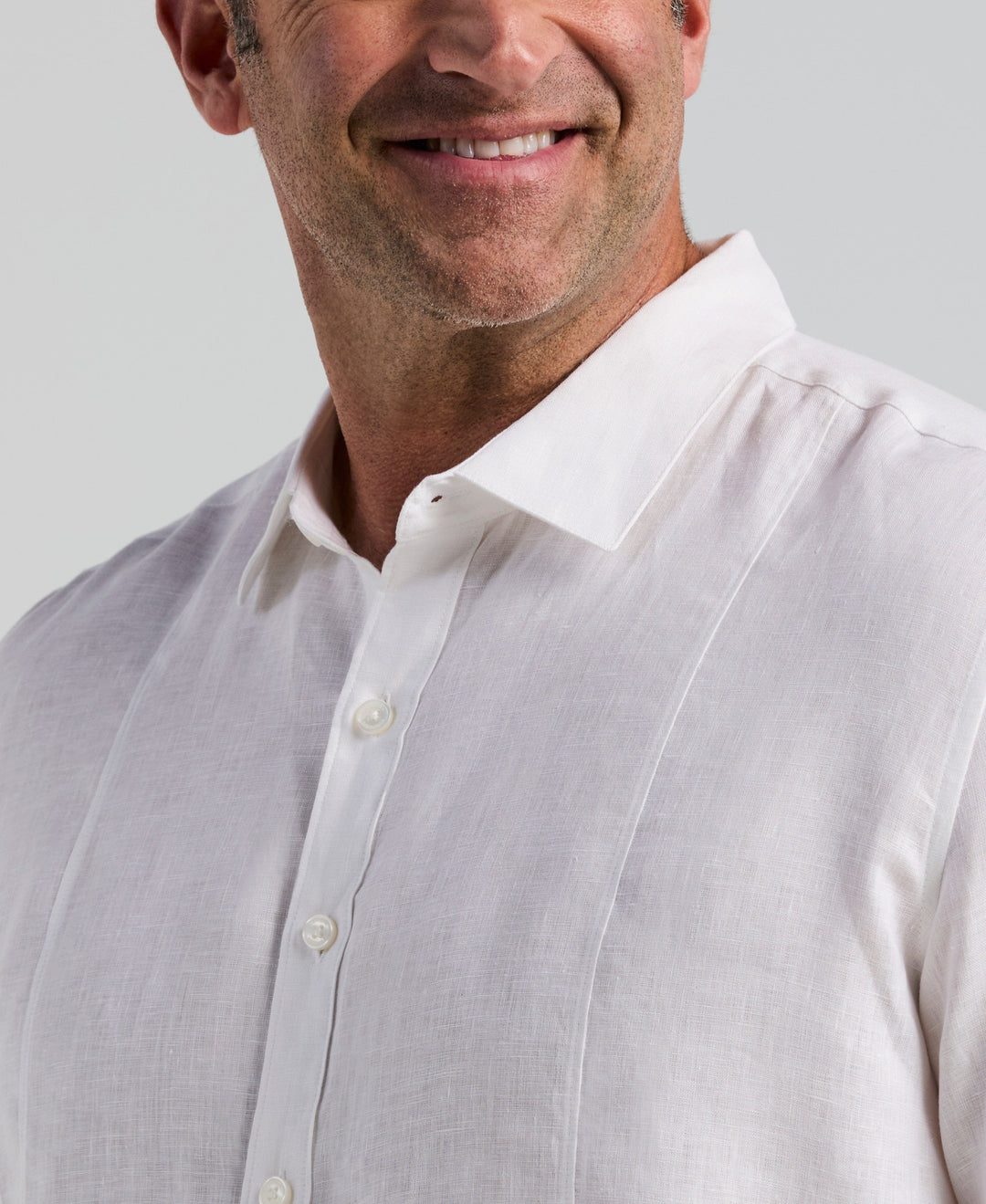 Big & Tall Solid Linen Sport Shirt (Bright White) 