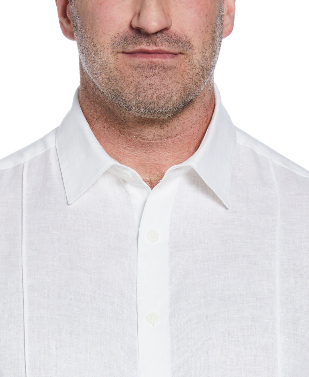 Big & Tall Solid Linen Sport Shirt (Bright White) 