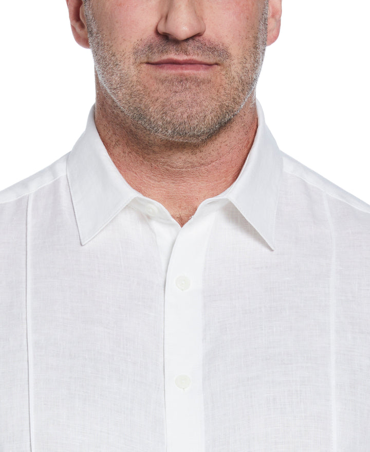 Big & Tall Solid Linen Sport Shirt (Bright White) 