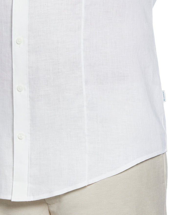 Big & Tall Solid Linen Sport Shirt (Bright White) 