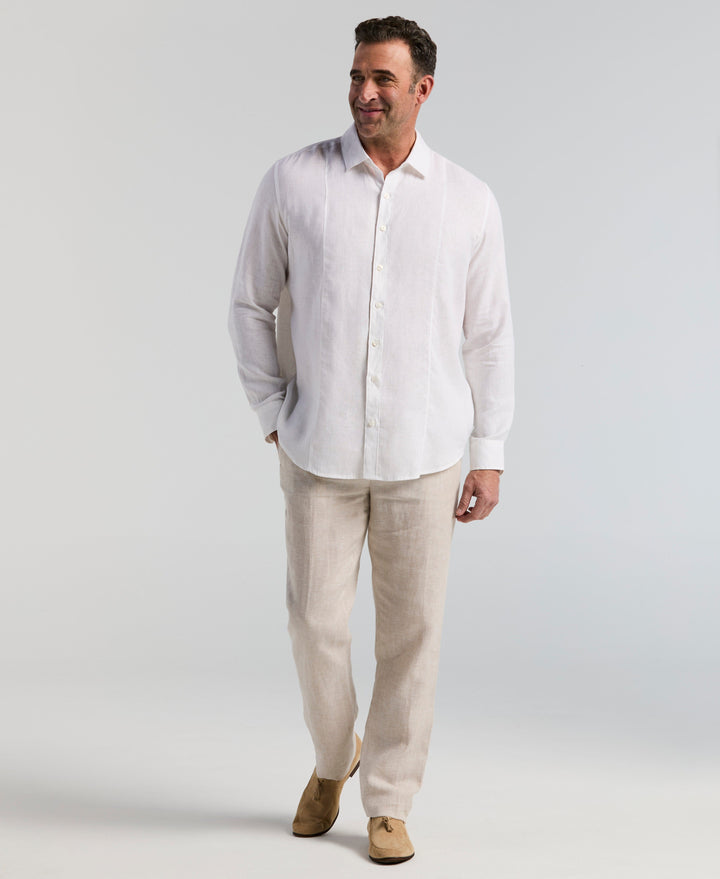 Big & Tall Solid Linen Sport Shirt (Bright White) 