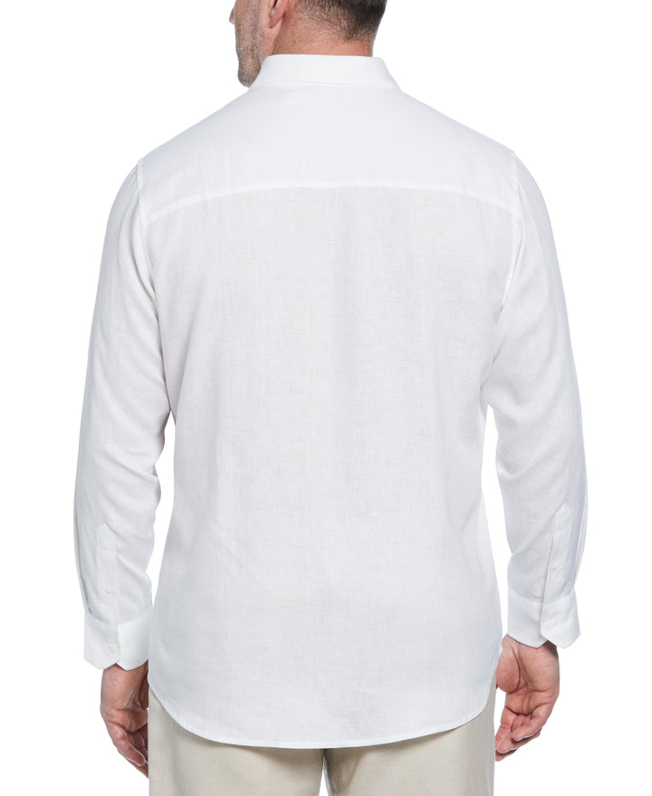 Big & Tall Solid Linen Sport Shirt (Bright White) 