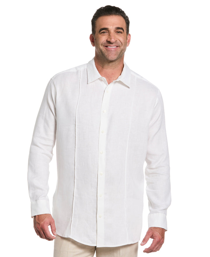 Big & Tall Solid Linen Sport Shirt (Bright White) 