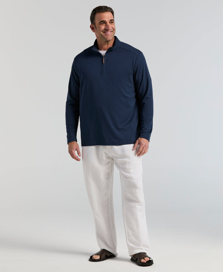 Big & Tall 1/4 Zip Long Sleeve Sweater (Dress Blues) 