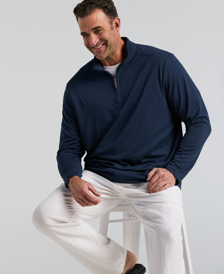 Big & Tall 1/4 Zip Long Sleeve Sweater (Dress Blues) 