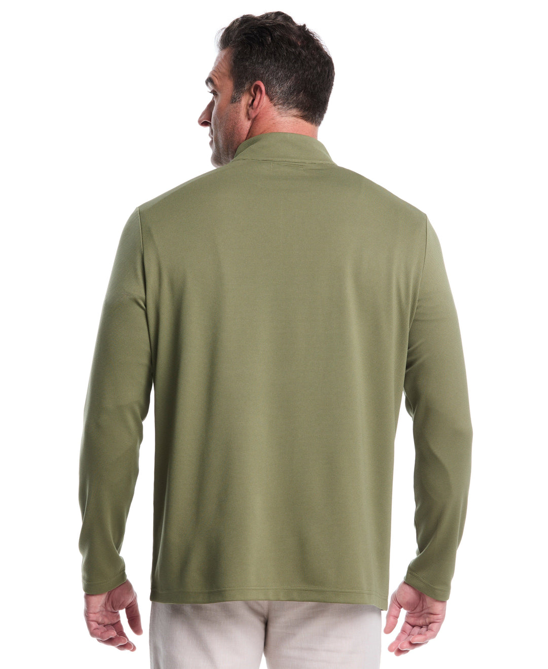 Big & Tall 1/4 Zip Long Sleeve Sweater (Olivine) 