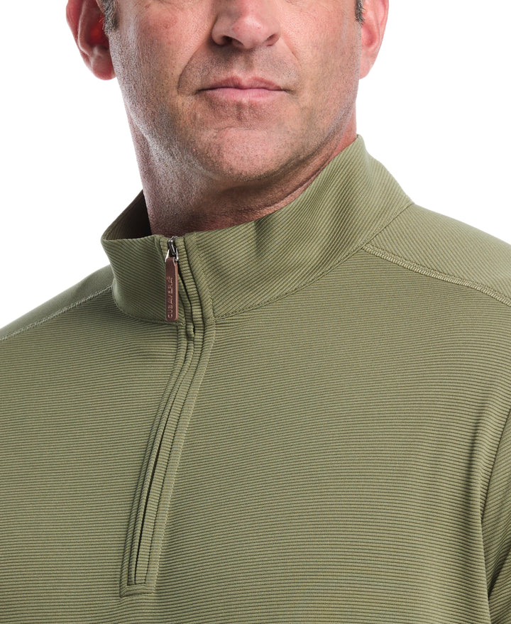 Big & Tall 1/4 Zip Long Sleeve Sweater (Olivine) 