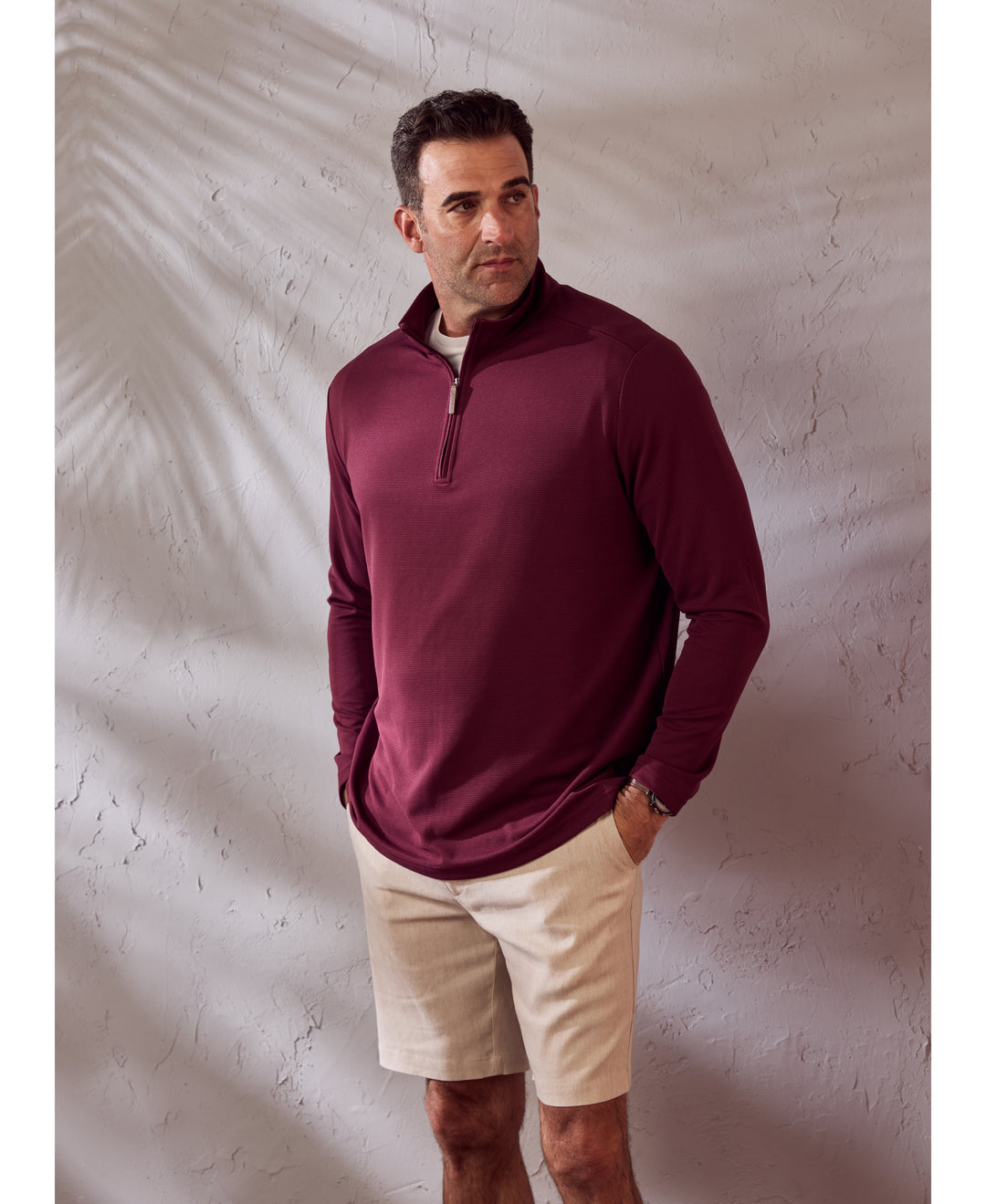 Big & Tall Solid Textured 1/4 Zip Pullover Sweater-Sweaters-Cubavera