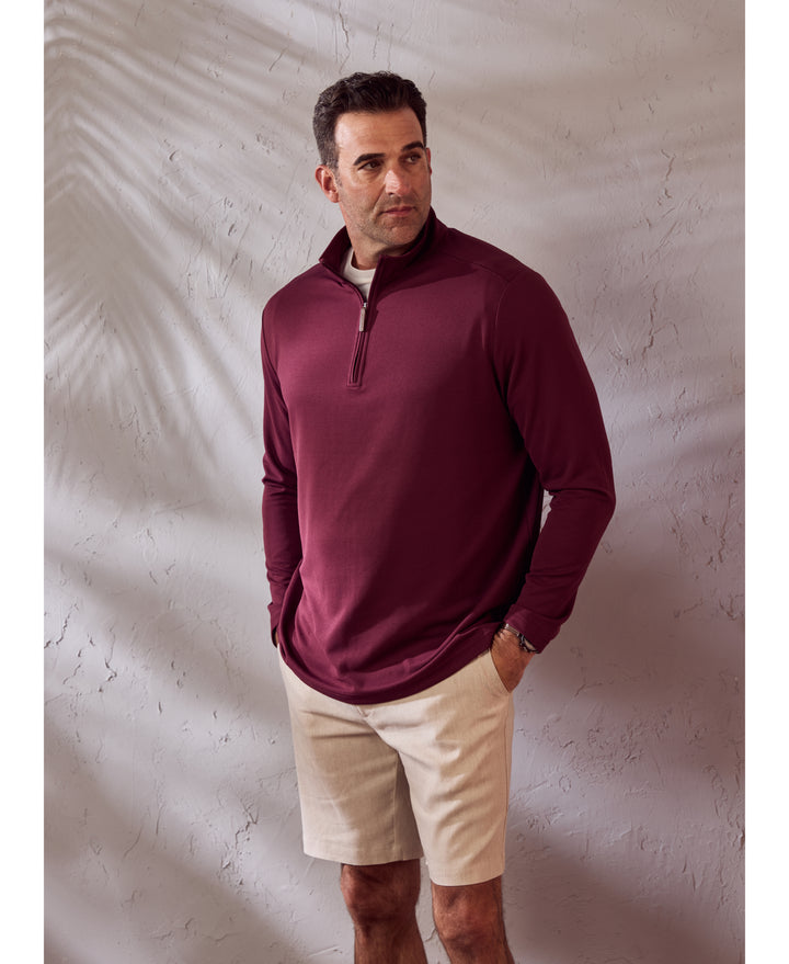 Big & Tall Solid Textured 1/4 Zip Pullover Sweater-Sweaters-Cubavera