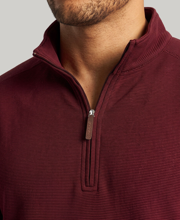 Big & Tall 1/4 Zip Long Sleeve Sweater (Tawny Port) 