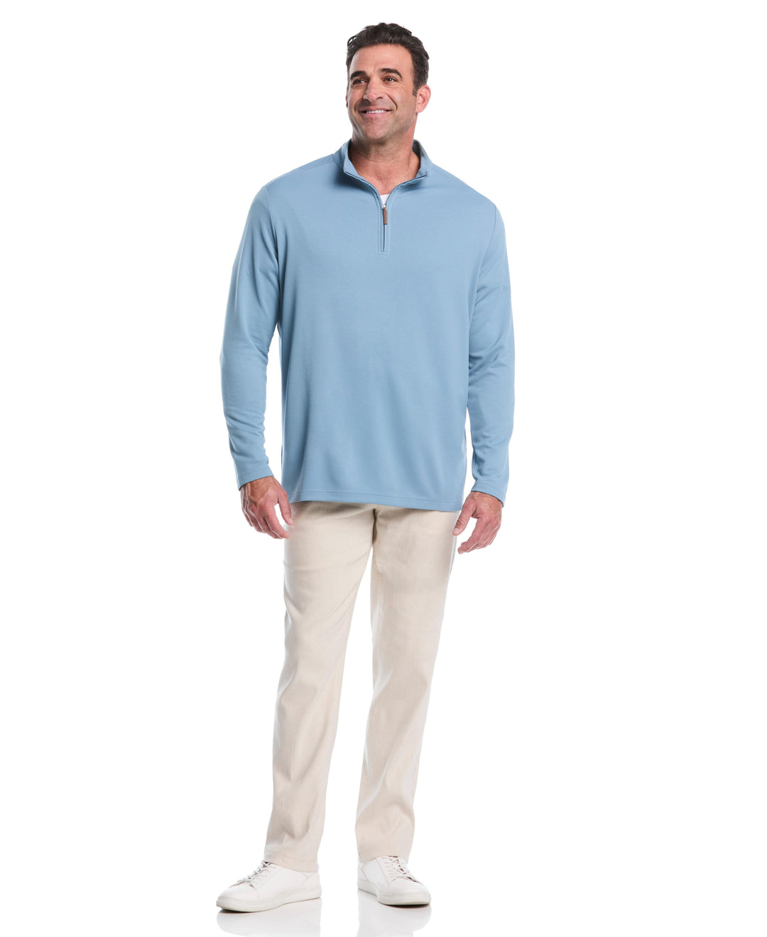 Big & Tall 1/4 Zip Long Sleeve Sweater (Windward Blue) 
