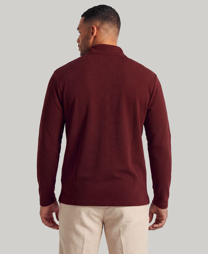 Big & Tall 1/4 Zip Long Sleeve Sweater (Tawny Port) 