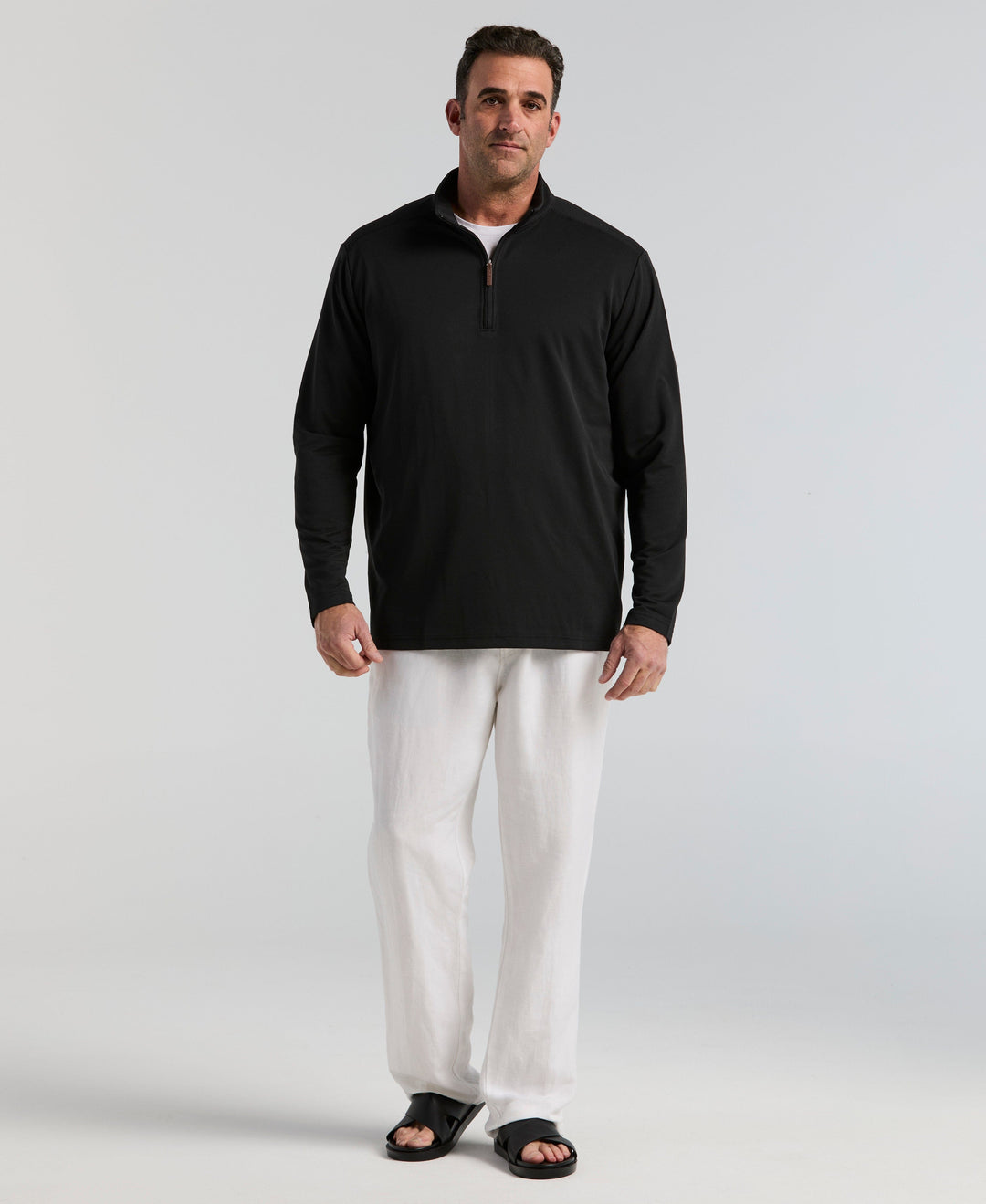Big & Tall 1/4 Zip Long Sleeve Sweater (Jet Black) 