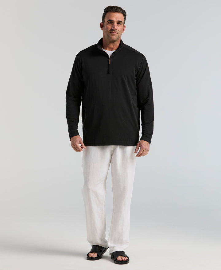 Big & Tall 1/4 Zip Long Sleeve Sweater (Jet Black) 