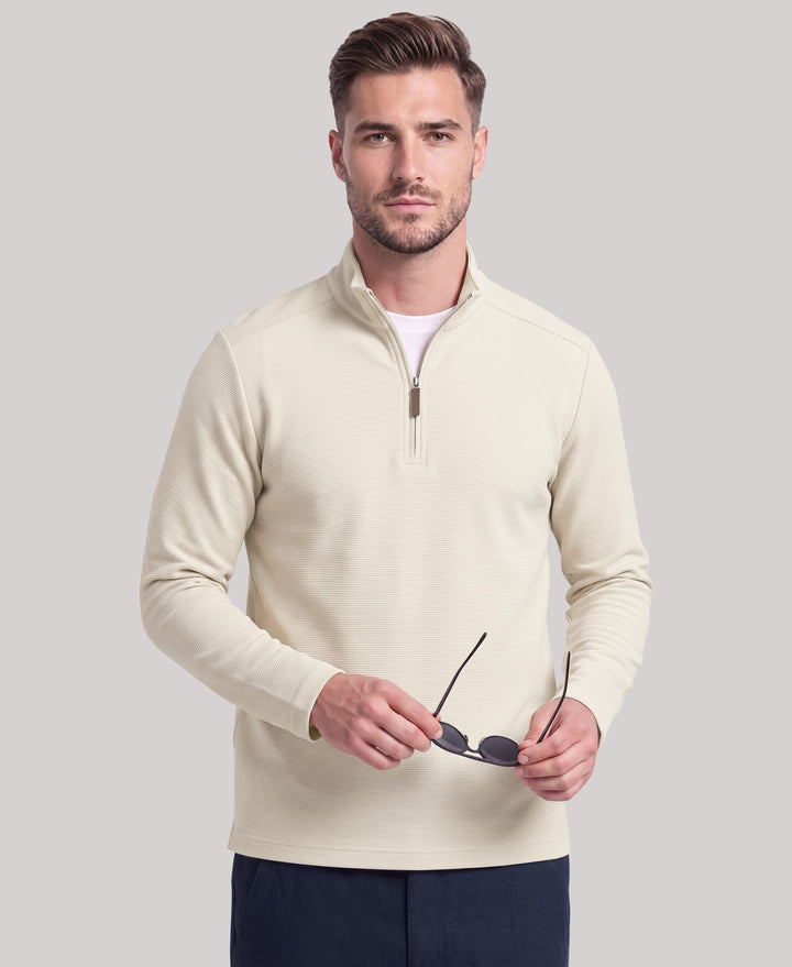 Big & Tall 1/4 Zip Long Sleeve Sweater (Rainy Day) 