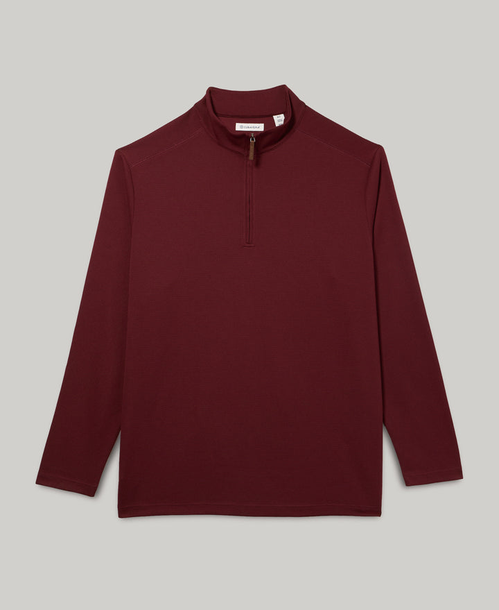 Big & Tall 1/4 Zip Long Sleeve Sweater (Tawny Port) 