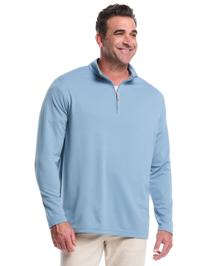 Big & Tall 1/4 Zip Long Sleeve Sweater (Windward Blue) 