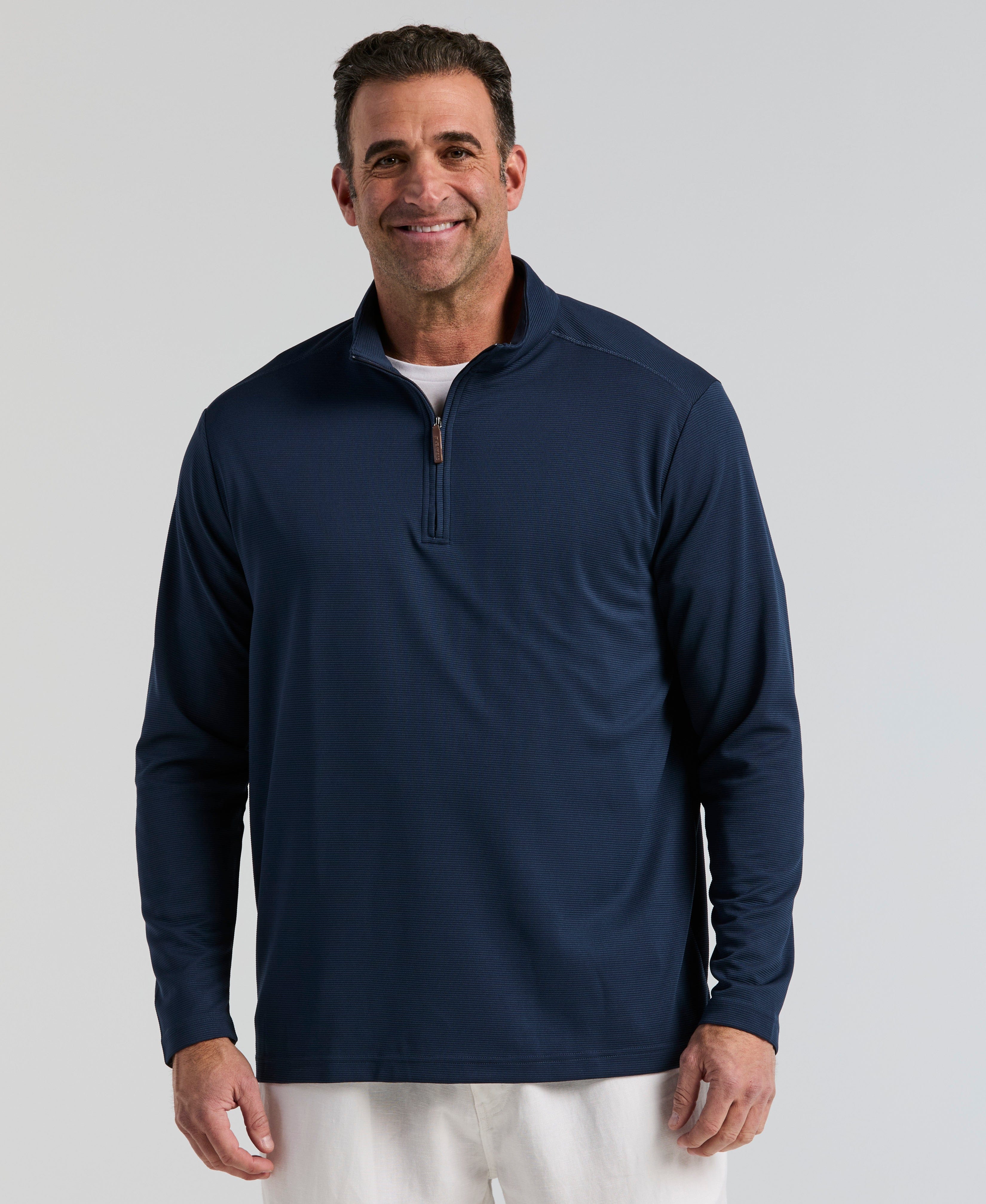 Big & Tall Solid Textured 1/4 Zip Pullover Sweater – Cubavera