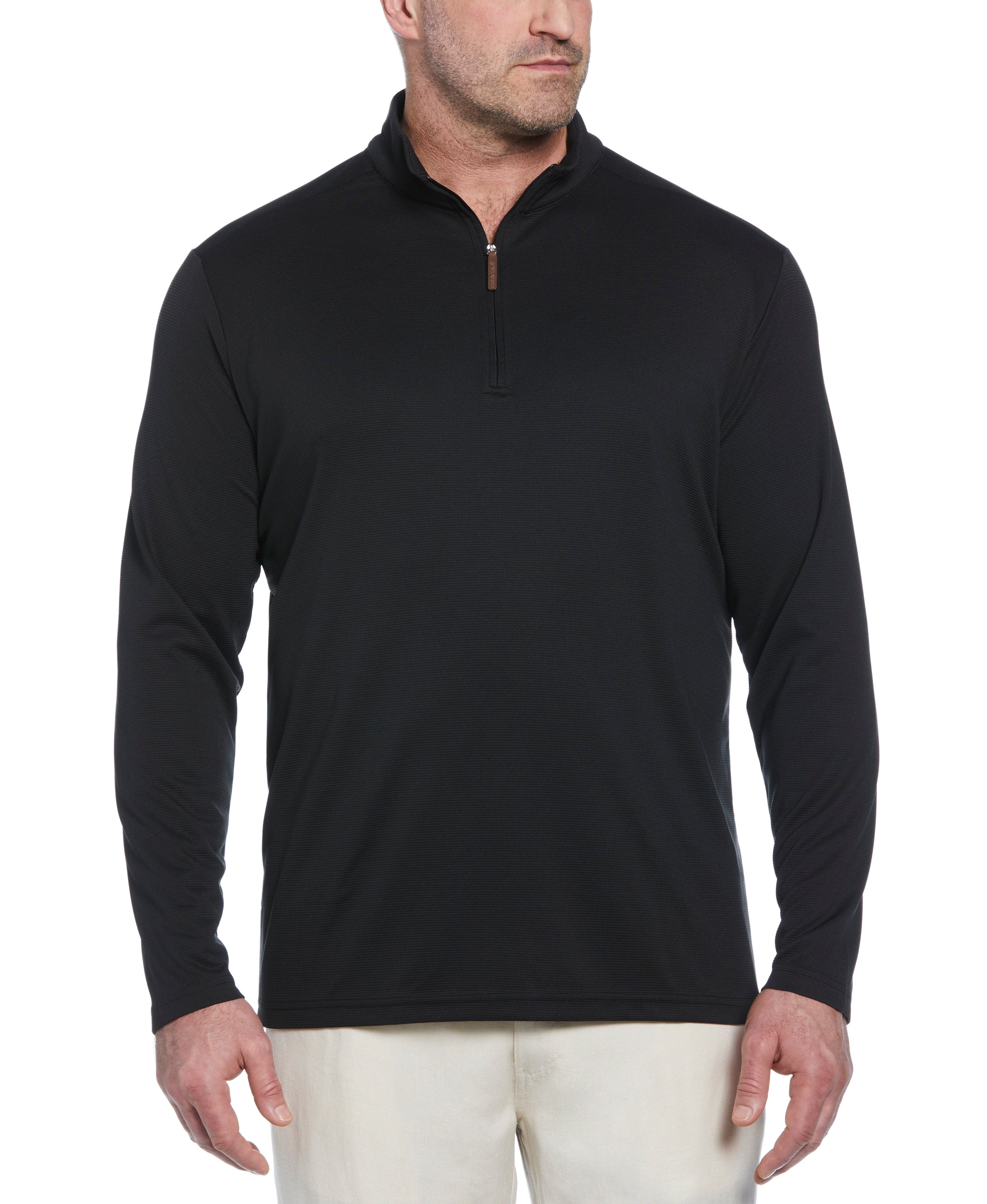 Big & Tall Solid Textured 1/4 Zip Pullover Sweater – Cubavera