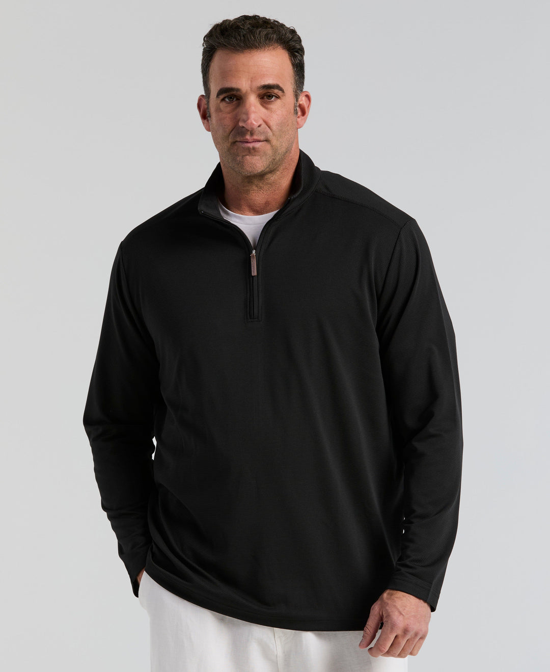 Big & Tall 1/4 Zip Long Sleeve Sweater (Jet Black) 