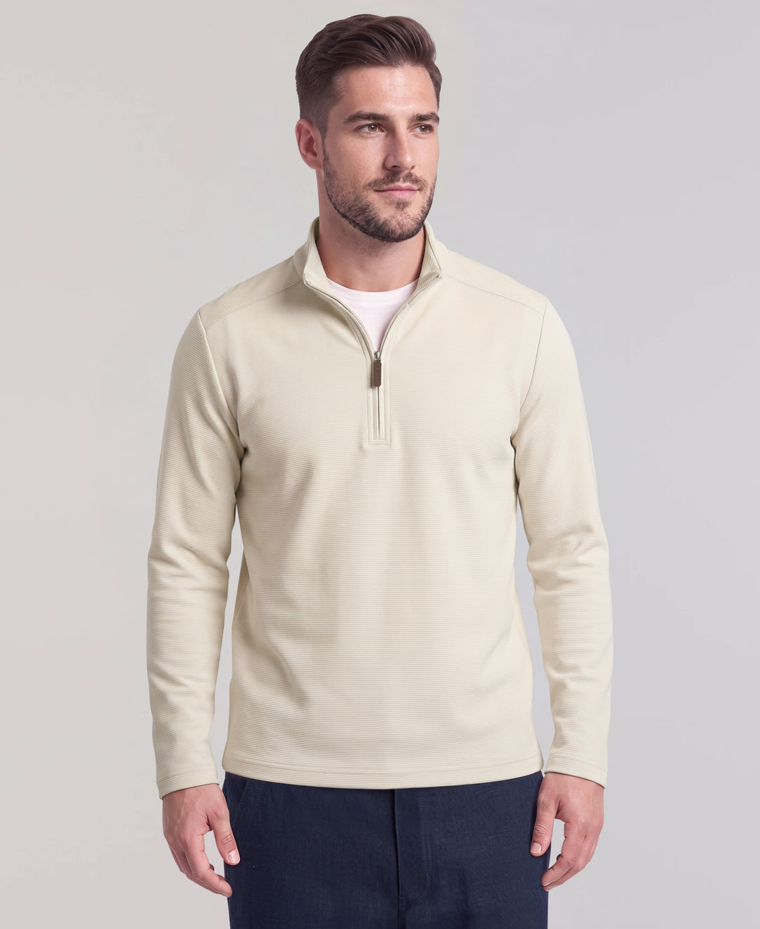 Big & Tall 1/4 Zip Long Sleeve Sweater (Rainy Day) 