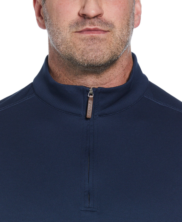 Big & Tall 1/4 Zip Long Sleeve Sweater (Dress Blues) 