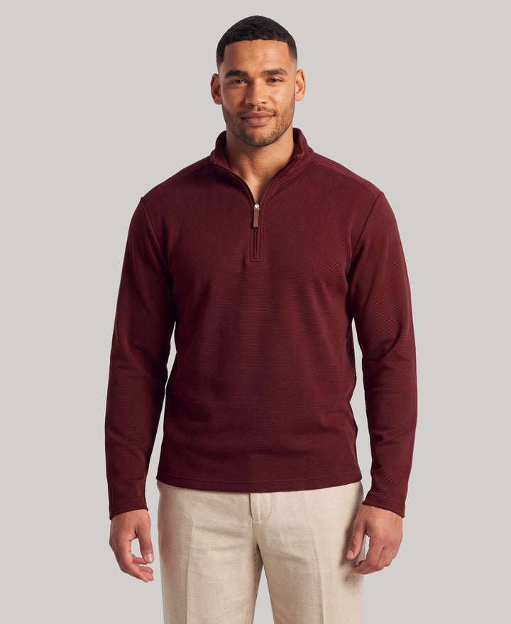 Big & Tall 1/4 Zip Long Sleeve Sweater (Tawny Port) 