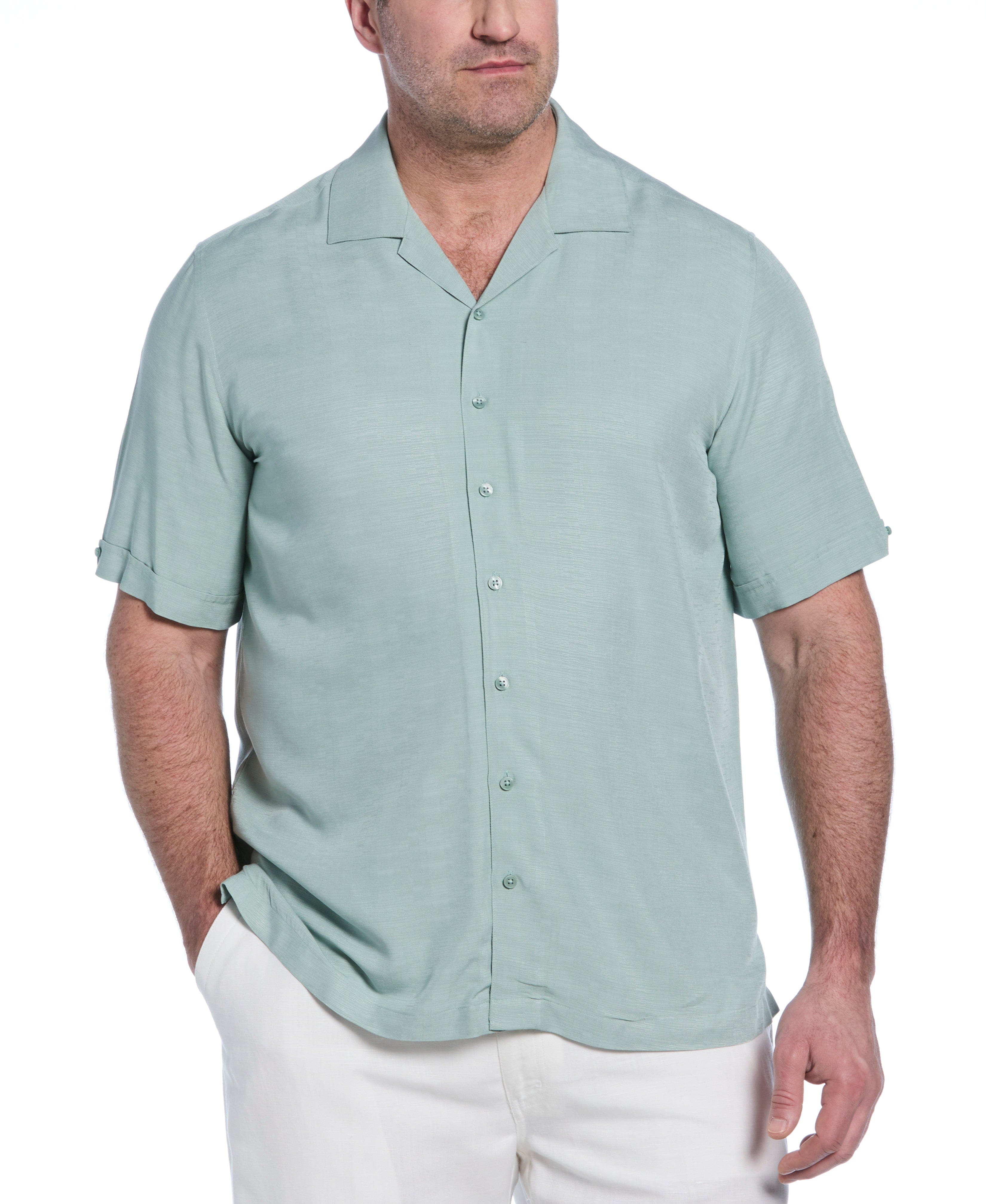 Big & Tall Solid Textured Cuban Collar Shirt – Cubavera