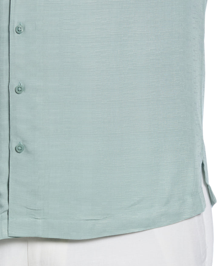 Big & Tall Solid Textured Cuban Collar Shirt (Blue Surf) 