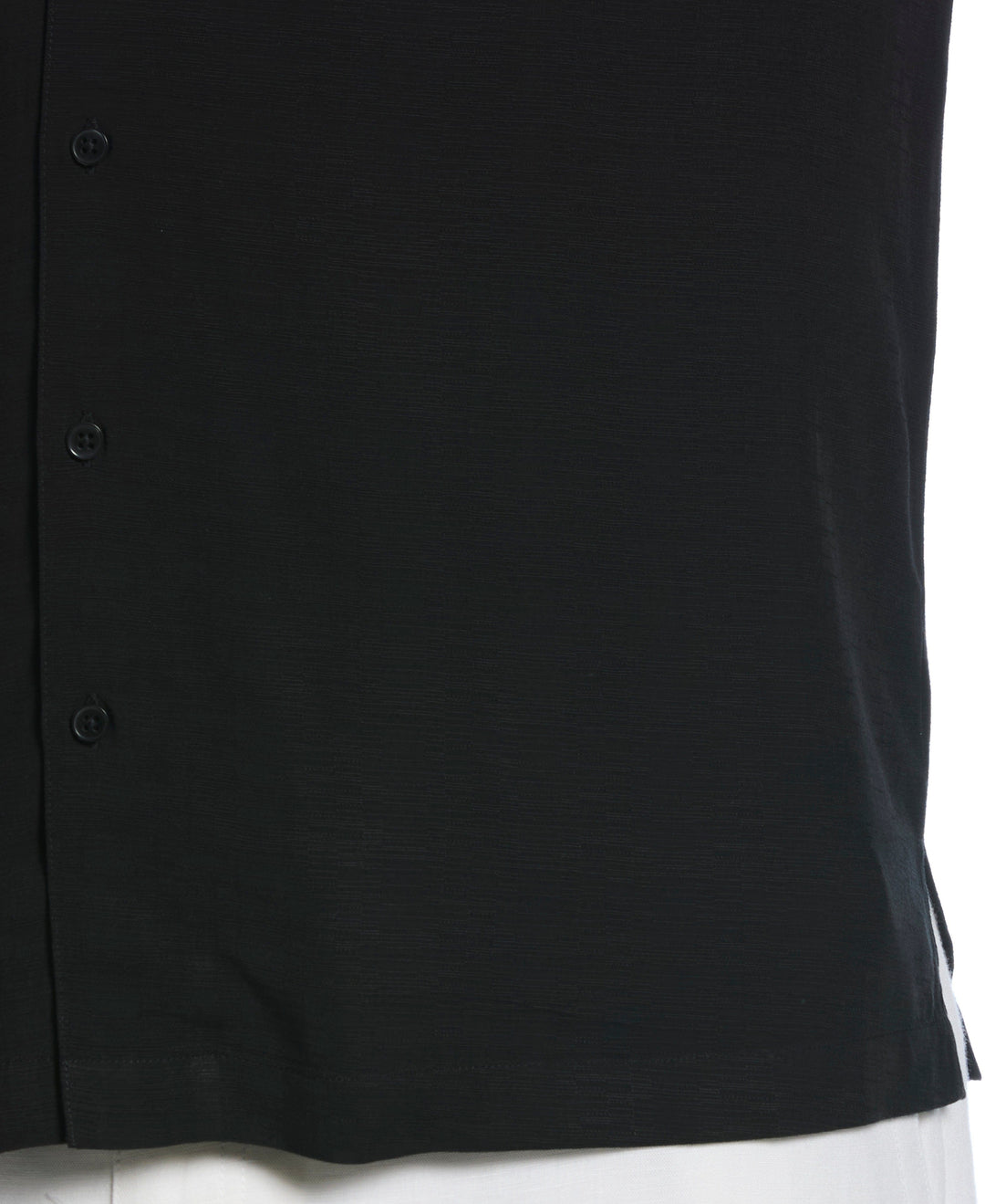 Big & Tall Solid Textured Cuban Collar Shirt (Jet Black) 