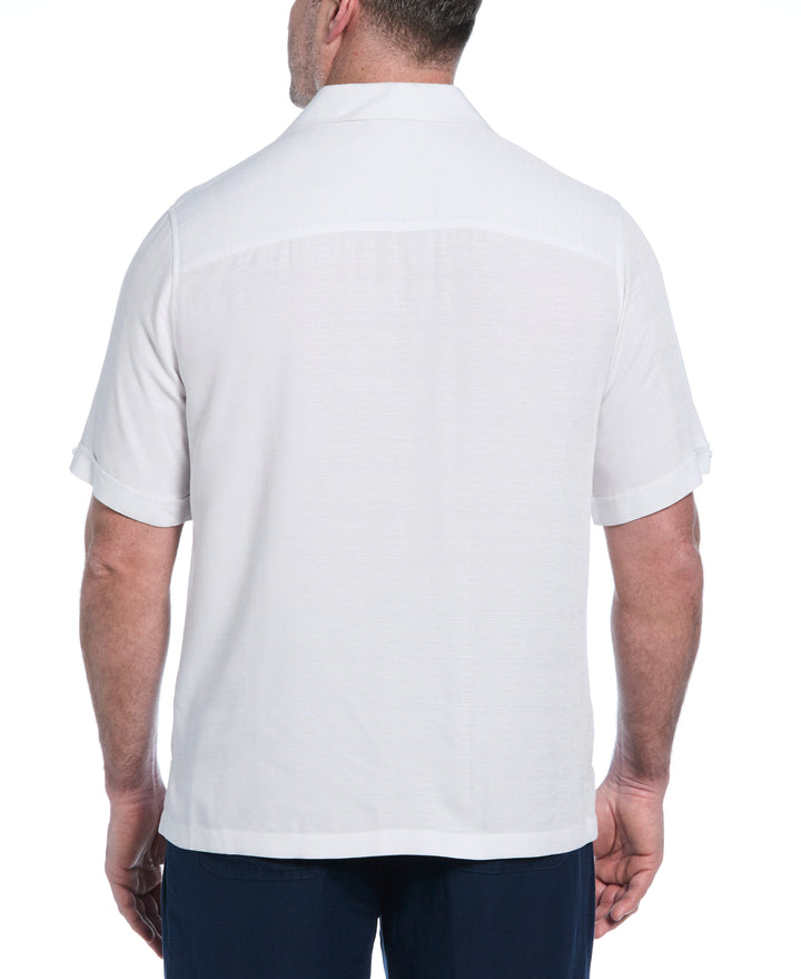 Big & Tall Solid Textured Cuban Collar Shirt (Brilliant White) 